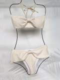 Sexy Knotted Women Solid Color Two Piece Bikini Swimsuit