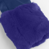 Autumn And Winter Turndown Collar Long Coat With Fur Collar Chic Zipper Women's Pu Coat