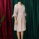 Women's Autumn And Winter Fashion Chic Plus Size Pleated A-Line African Dress