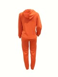 Women's Two-Piece Casual Printed Fleece Hoodie Pants Set
