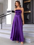 Women Solid Satin Evening Dress