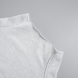 Women Autumn and Winter Long Sleeve High Collar Irregular Crop Top