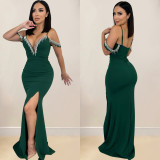 Fashion Women's Solid Color Tassel Suspender Long Dress