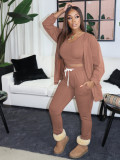 Women's Solid Color Tank Top Loose Jacket Tight Fitting Pants Plus Size Suit