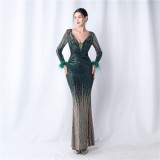 Plus Size Women Sequin Formal Party Maxi Evening Dress