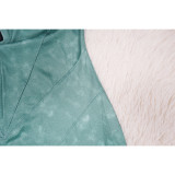 Women's Ribbed Printed Sexy V-Neck Tight Fitting Zipper Jumpsuit
