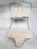 Sexy Knotted Women Solid Color Two Piece Bikini Swimsuit