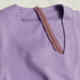 Chic Slim Fit Irregular Solid Color High Waist Women's Dress
