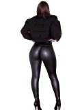 Women Autumn and Winter High Waist Stretch Pu Leather Pants