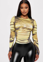 Women Printed Round Neck Long Sleeve T-Shirt Women Printed Round Neck Long Sleeve T-Shirt