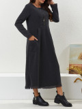 Plus Size Women Knitting Lace and Velvet Casual Maxi Dress