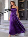 Women Solid Satin Evening Dress