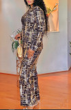 African Women's Autumn And Winter Sequin Embroidered Fashion Casual Long Sleeve Two Piece Suit
