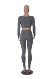 Women Winter Solid Long Sleeve Square Neck Top and Pant Two-piece Set
