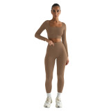 Women Winter Solid Long Sleeve Square Neck Top and Pant Two-piece Set