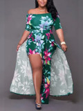 Women's Flowers Off Shoulder Fashion Plus Size Dress