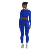 Women Winter Solid Long Sleeve Square Neck Top and Pant Two-piece Set
