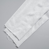 Women Autumn and Winter Long Sleeve High Collar Irregular Crop Top