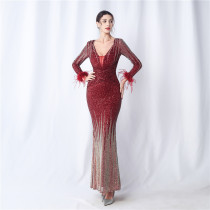 Plus Size Women Sequin Formal Party Maxi Evening Dress