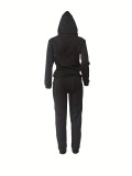 Women's Two-Piece Casual Printed Fleece Hoodie Pants Set