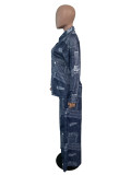 Women's Loose Casual Print Two-Piece Pants Set