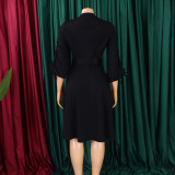 Women's Autumn And Winter Fashion Chic Plus Size Pleated A-Line African Dress