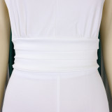 Plus Size African Women V-neck Top and Wide Leg Pants Two-piece Set