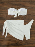 Sexy Strapless Solid Color Three-Piece Swimsuit Beach Bikini