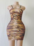 Women 's Tiger Print Sexy Straps Nightdress