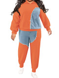 Plus Size Women 's Winter Tops And Pants Washed Denim Suit