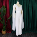 Plus Size African Women V-neck Top and Wide Leg Pants Two-piece Set