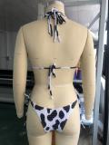 Cow Print Sexy Two Pieces Swimsuit Strappy Beach Bikini