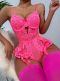Body Shaping Flower Lace Low Back See-Through Sexy Bodysuit Lingerie