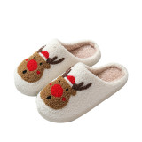 Winter Christmas Deer Slippers For Women At Home Couples Indoor Elk Warm Slippers For Women Winter