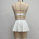 Lace Sexy Bra Underwear Set Solid Color Leather Sexy Lingerie Set