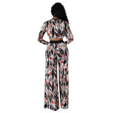 Fashionable Slim-Fitting Short T-Shirt High-Waisted Loose Bootcut Trousers Spring And Autumn Two-Piece Set