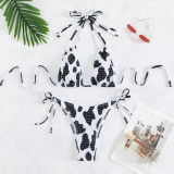 Cow Print Sexy Two Pieces Swimsuit Strappy Beach Bikini