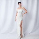 Straps Feather Sequins Bedding Evening Dress