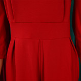 Plus Size African Women Long Sleeve Solid Loose Wide Leg Jumpsuit