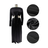 Autumn And Winter Solid Color Plus Size Women 's Fashion Casual Two Piece Skirt Set