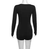 Women Sexy Contrast Color Basic Knitting Casual Jumpsuit