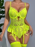 Body Shaping Flower Lace Low Back See-Through Sexy Bodysuit Lingerie