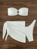 Sexy Strapless Solid Color Three-Piece Swimsuit Beach Bikini