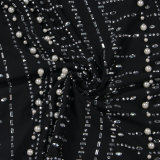 Sexy Slim Beaded Bodycon Pearl Dress