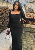 Women Winter Backless Lace Up U Neck Long Sleeve Dress Women Winter Backless Lace Up U Neck Long Sleeve Dress