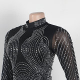 Sexy Slim Beaded See-Through Jumpsuit