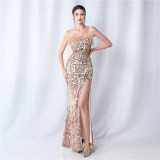 Straps Feather Sequins Bedding Evening Dress