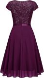 Sequined Short Sleeve Patchwork Chiffon Swing Dress Slim Sexy Bridesmaid Dress