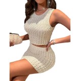 Women summer sexy Round Neck vest and Bodycon Skirt two-piece set