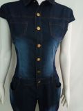 Short Sleeve Slim Fit Denim Jumpsuit